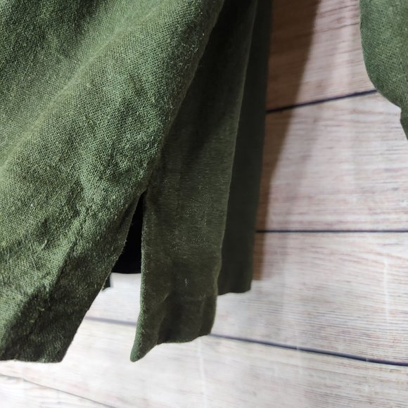 Norton McNaughton Button Up Shirt Women's Size 12 Green 3/4 Sleeve Linen Blend - Picture 5 of 13
